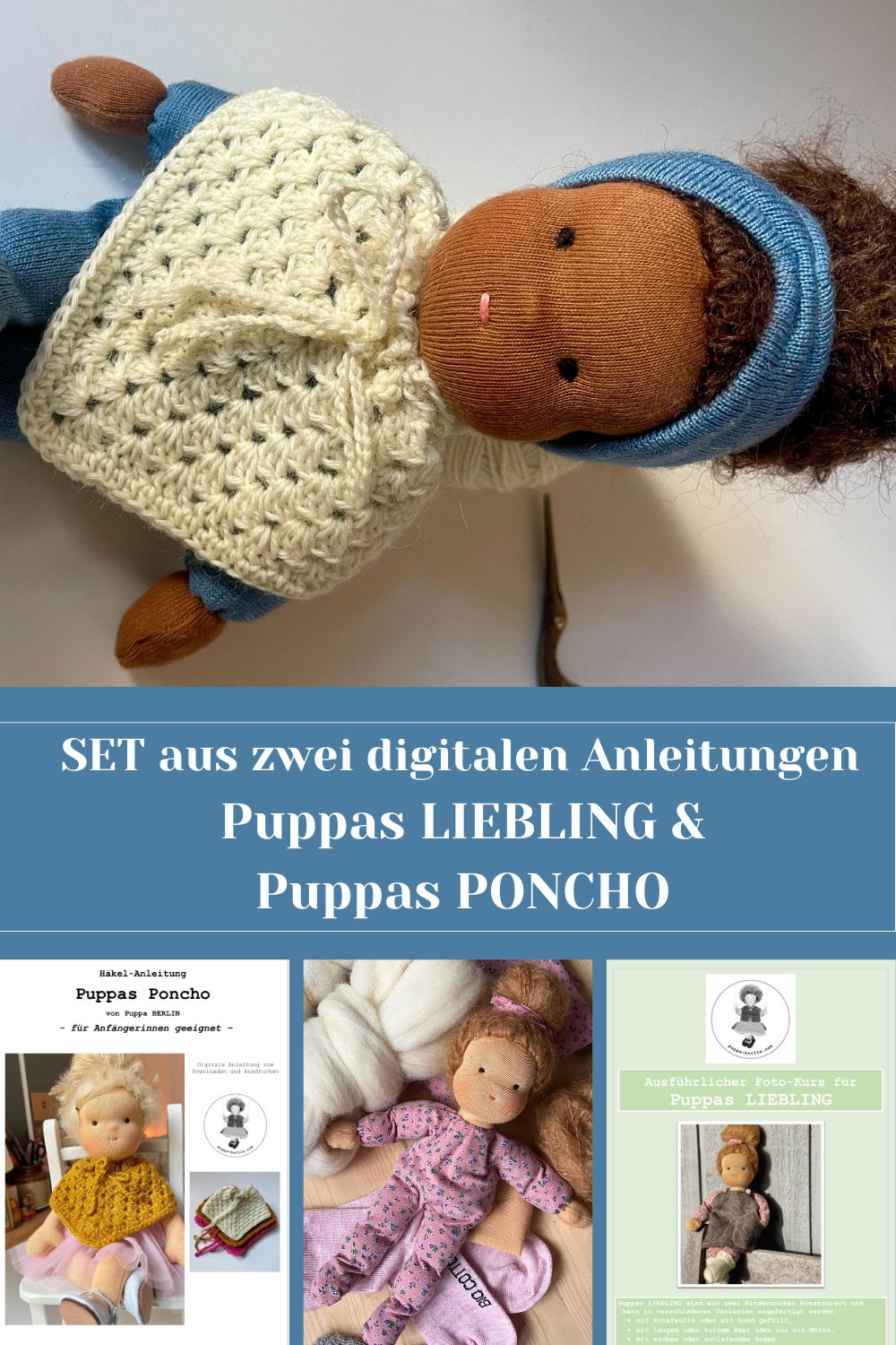 SET aus 2 digitalen Anleitungen: Puppas LIEBLING & Puppas PONCHO  (PDF-Download)