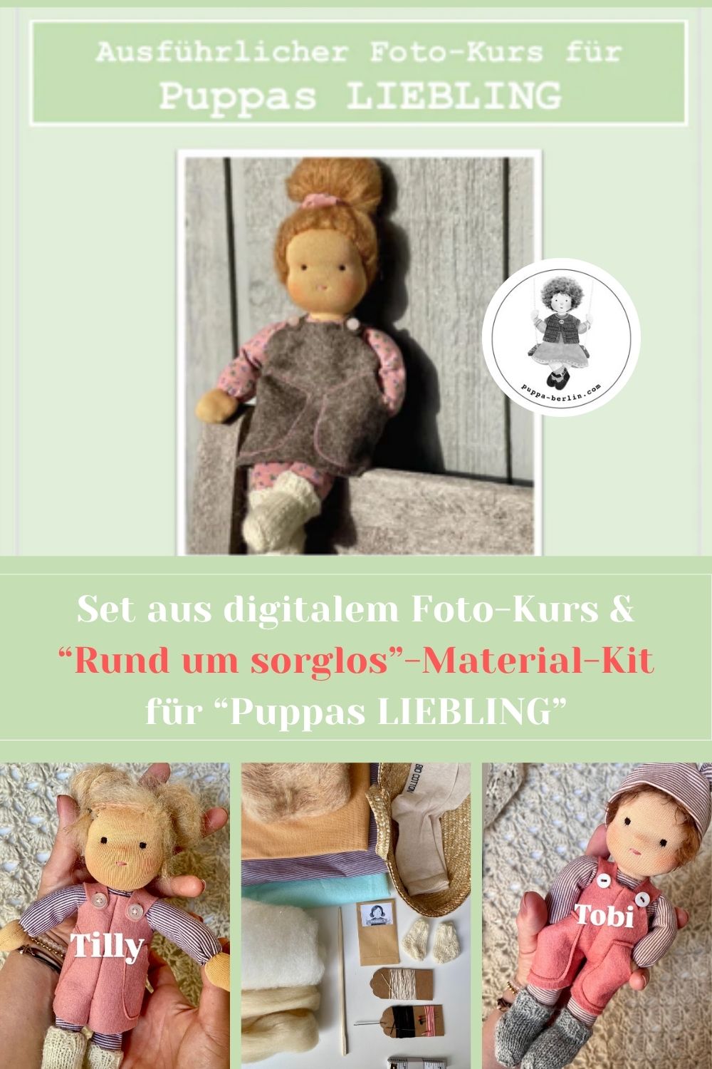 SET Puppas LIEBLING: RUNDUM-SORGLOS-Materialpaket & PDF-Puppenkurs
