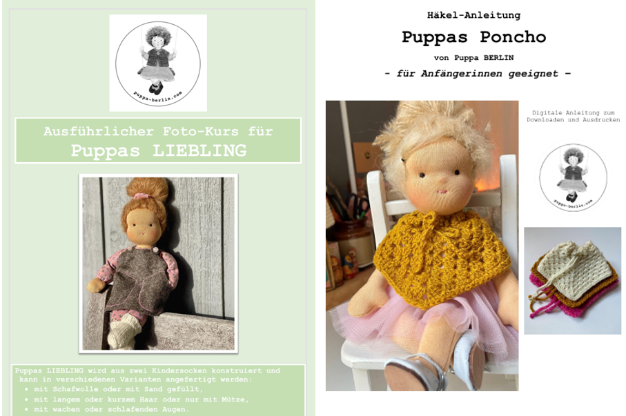SET aus 2 digitalen Anleitungen: Puppas LIEBLING & Puppas PONCHO  (PDF-Download)